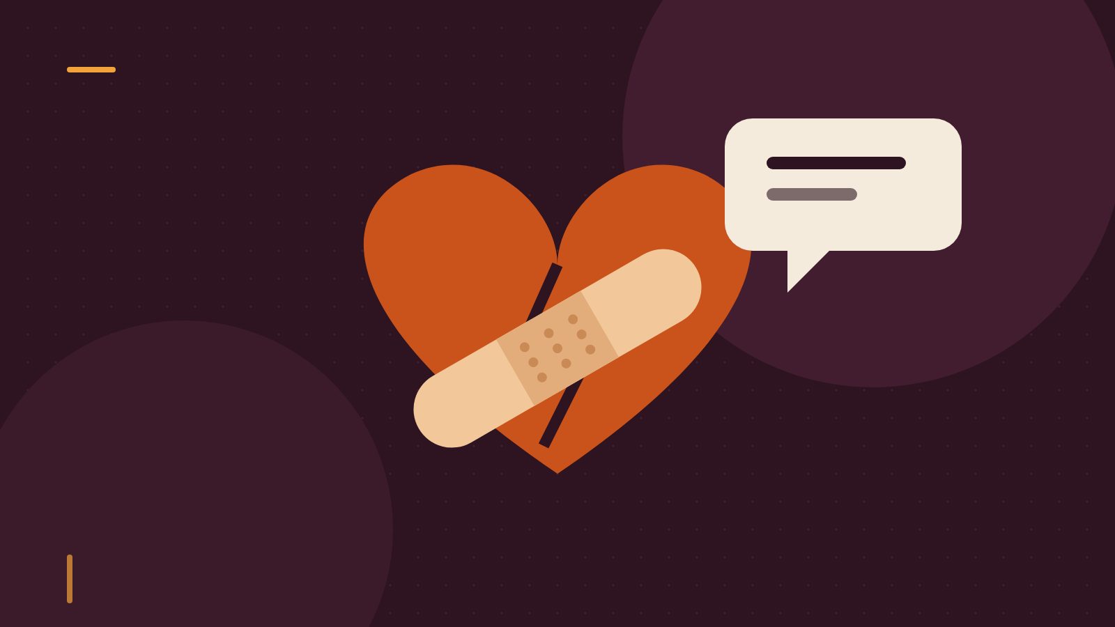 Editorial illustration of a cracked heart held together with a plaster