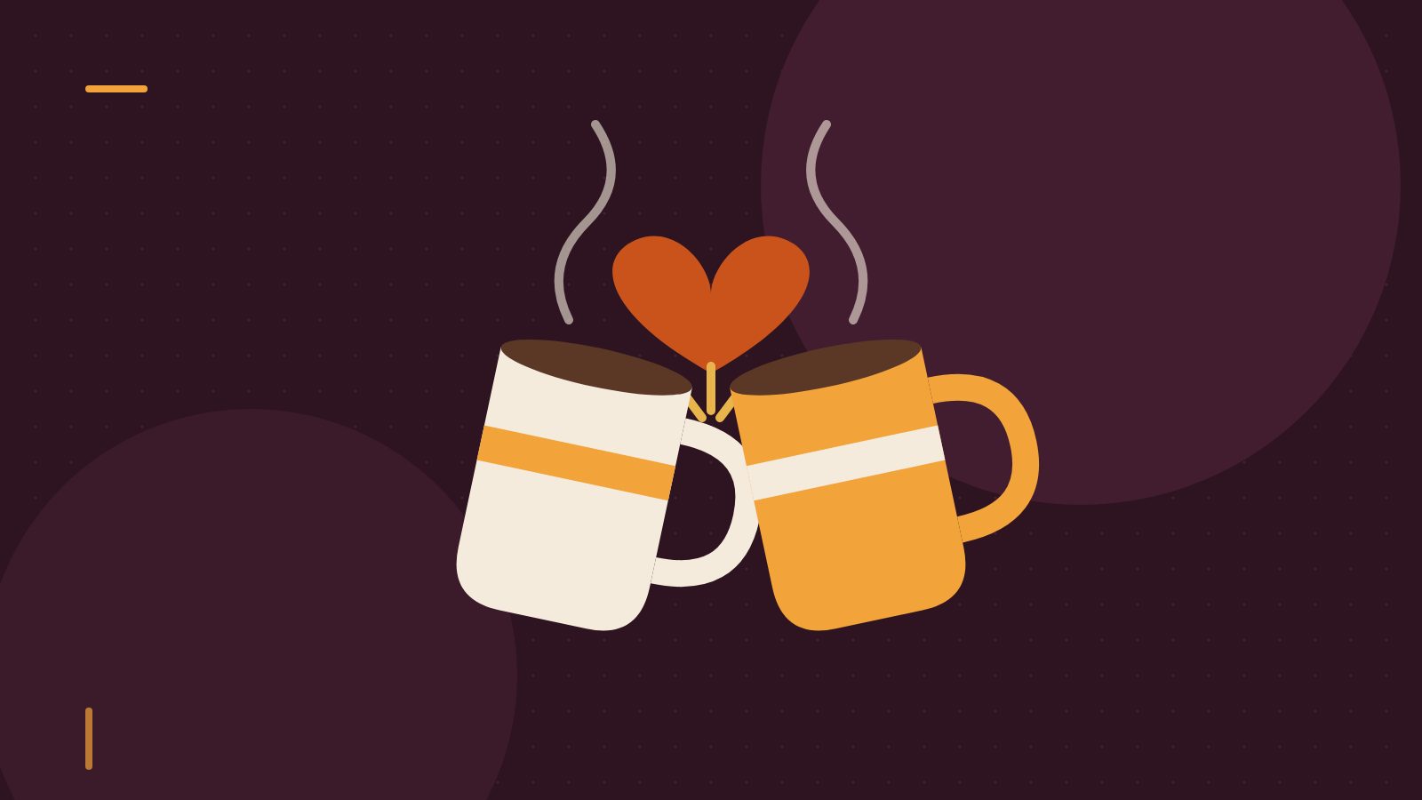 Editorial illustration of two coffee mugs clinking under a heart