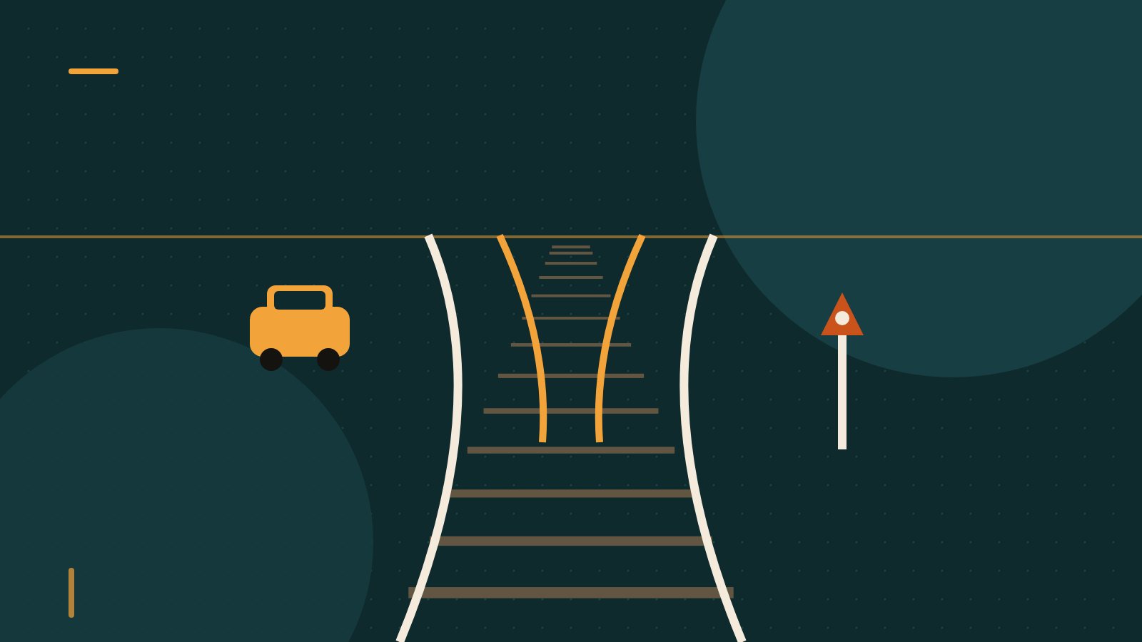 Editorial illustration of railway tracks forking in two directions