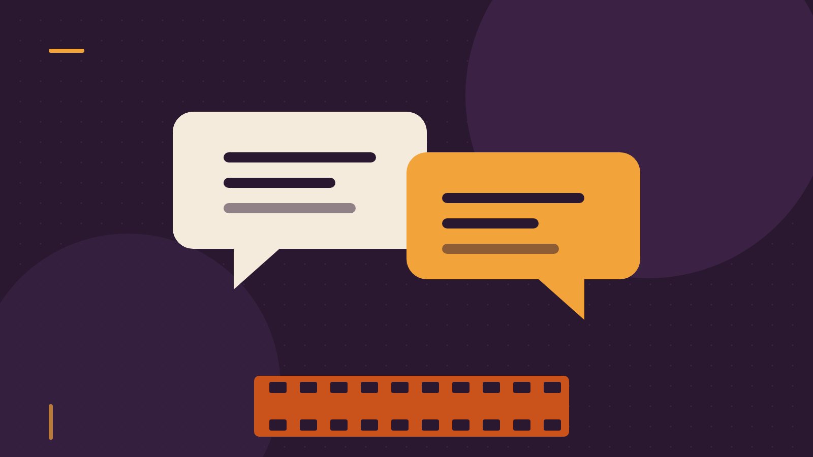 Editorial illustration of two speech bubbles above a film strip