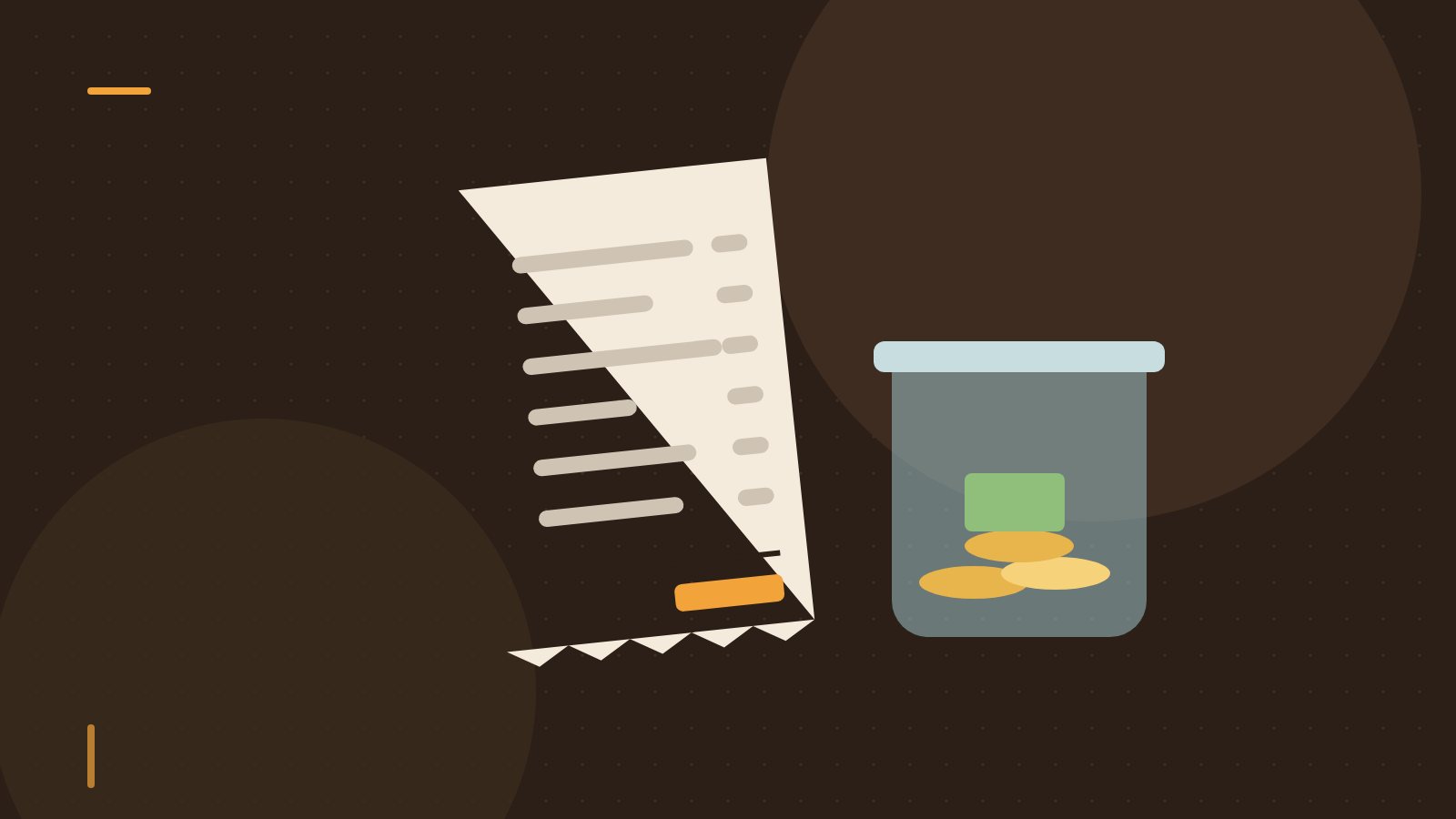 Editorial illustration of a restaurant receipt beside a tip jar