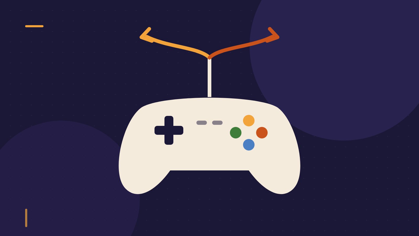 Editorial illustration of a game controller with two diverging paths