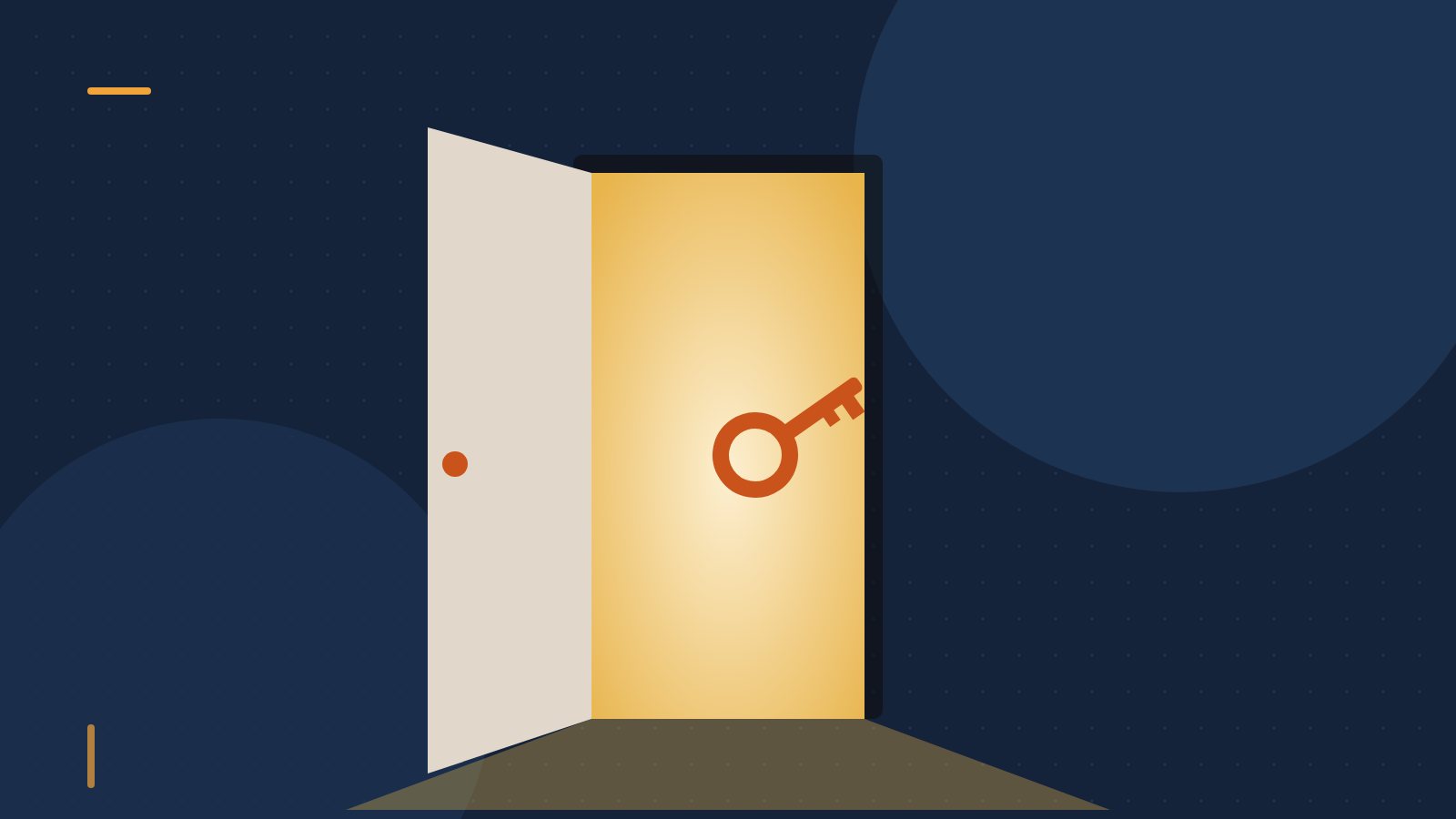 Editorial illustration of an open prison door with light and a key