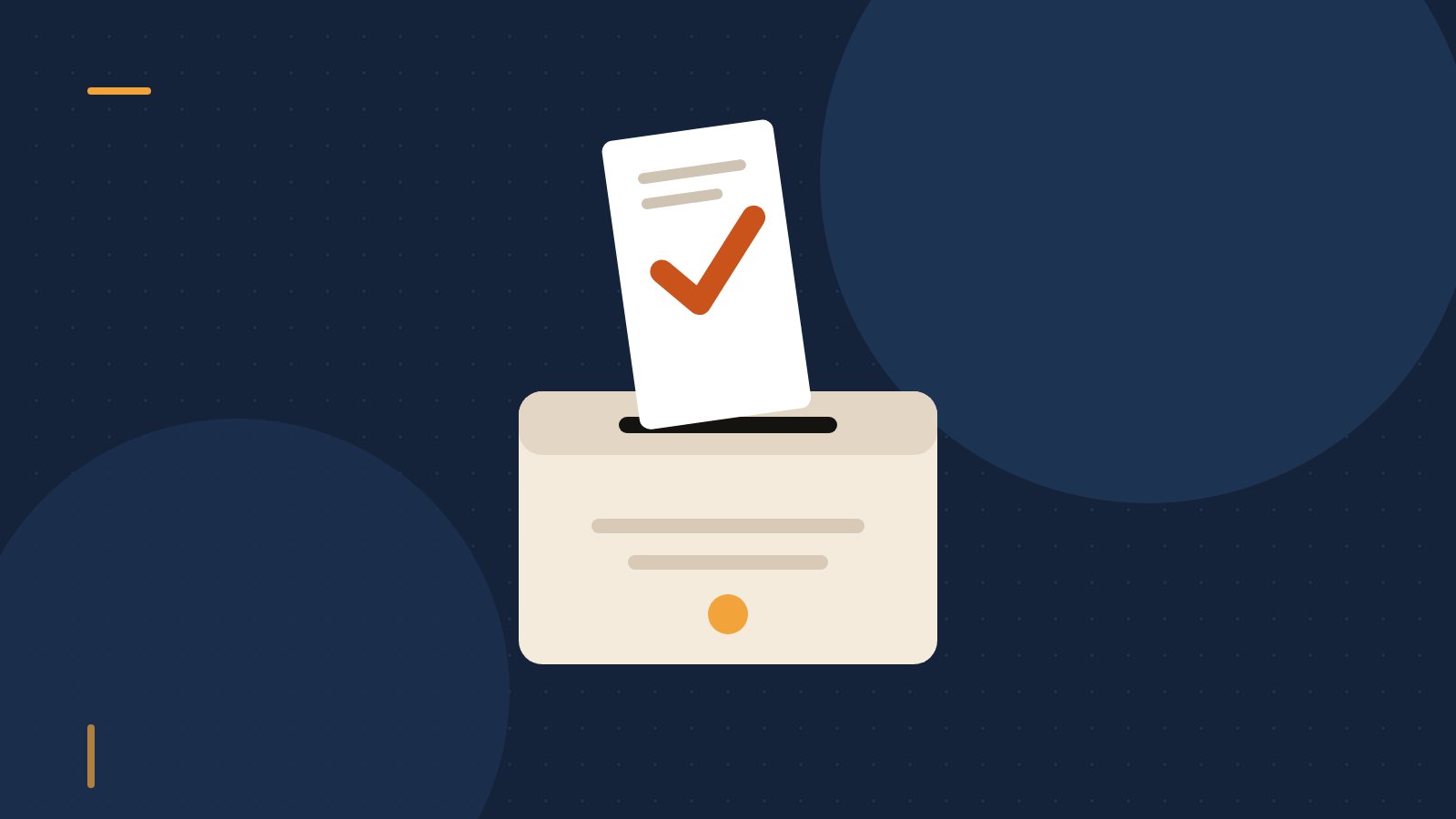 Editorial illustration of a ballot paper going into a ballot box