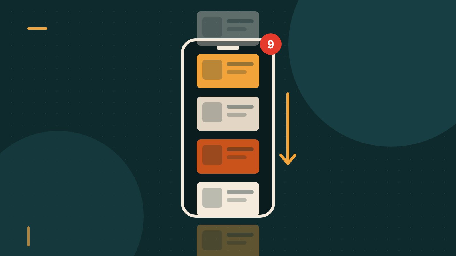 Editorial illustration of a smartphone with an endless scrolling feed